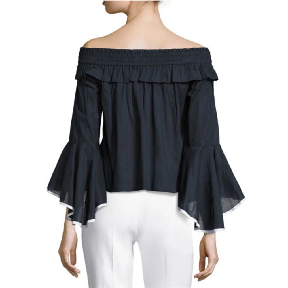 MISA Los Angeles Loris Off-the-Shoulder Top in Dark Blue - Picture 2 of 12